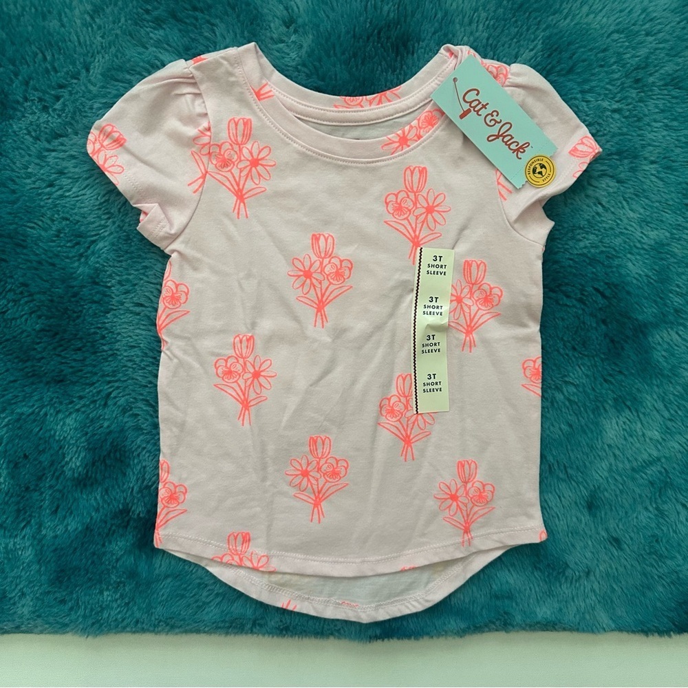 Cat & Jack Pink Floral Short Sleeve Tee Size 3T